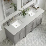 Brittany 72" Double Vanity, Urban Gray w/ 3 CM Lime Delight Silestone Top