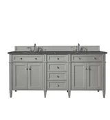 Brittany 72" Double Vanity, Urban Gray w/ 3 CM Parisien Bleu Silestone Top