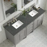 Brittany 72" Double Vanity, Urban Gray w/ 3 CM Parisien Bleu Silestone Top