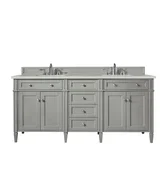 Brittany 72" Double Vanity, Urban Gray, w/ 3 CM Siberian Silestone Top