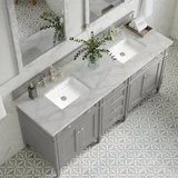 Brittany 72" Double Vanity, Urban Gray w/ 3 CM Victorian Silver Silestone Top