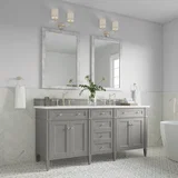 Brittany 72" Double Vanity, Urban Gray w/ 3 CM White Zeus Silestone Top