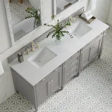 Brittany 72" Double Vanity, Urban Gray w/ 3 CM White Zeus Silestone Top
