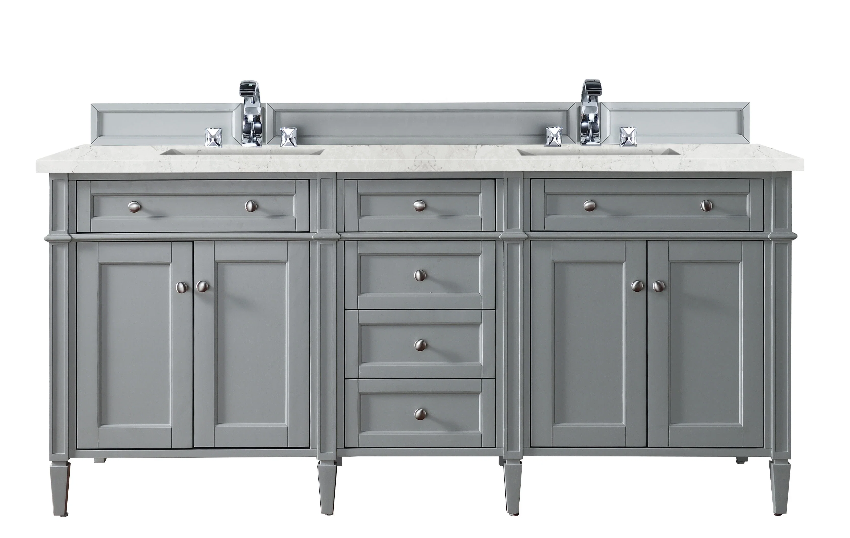 Brittany 72" Double Vanity, Urban Gray w/ 3 CM Eternal Jasmine Pearl Silestone Top w/FreePower Wireless Charger