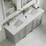 Brittany 72" Double Vanity, Urban Gray w/ 3 CM Eternal Jasmine Pearl Silestone Top w/FreePower Wireless Charger