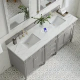 Brittany 72" Double Vanity, Urban Gray w/ 3 CM Ethereal Noctis Silestone Top w/FreePower Wireless Charger