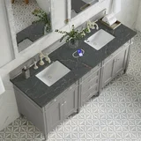 Brittany 72" Double Vanity, Urban Gray w/ 3 CM Parisien Bleu Silestone Top w/FreePower Wireless Charger