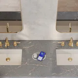 Brittany 72" Double Vanity, Urban Gray w/ 3 CM Parisien Bleu Silestone Top w/FreePower Wireless Charger
