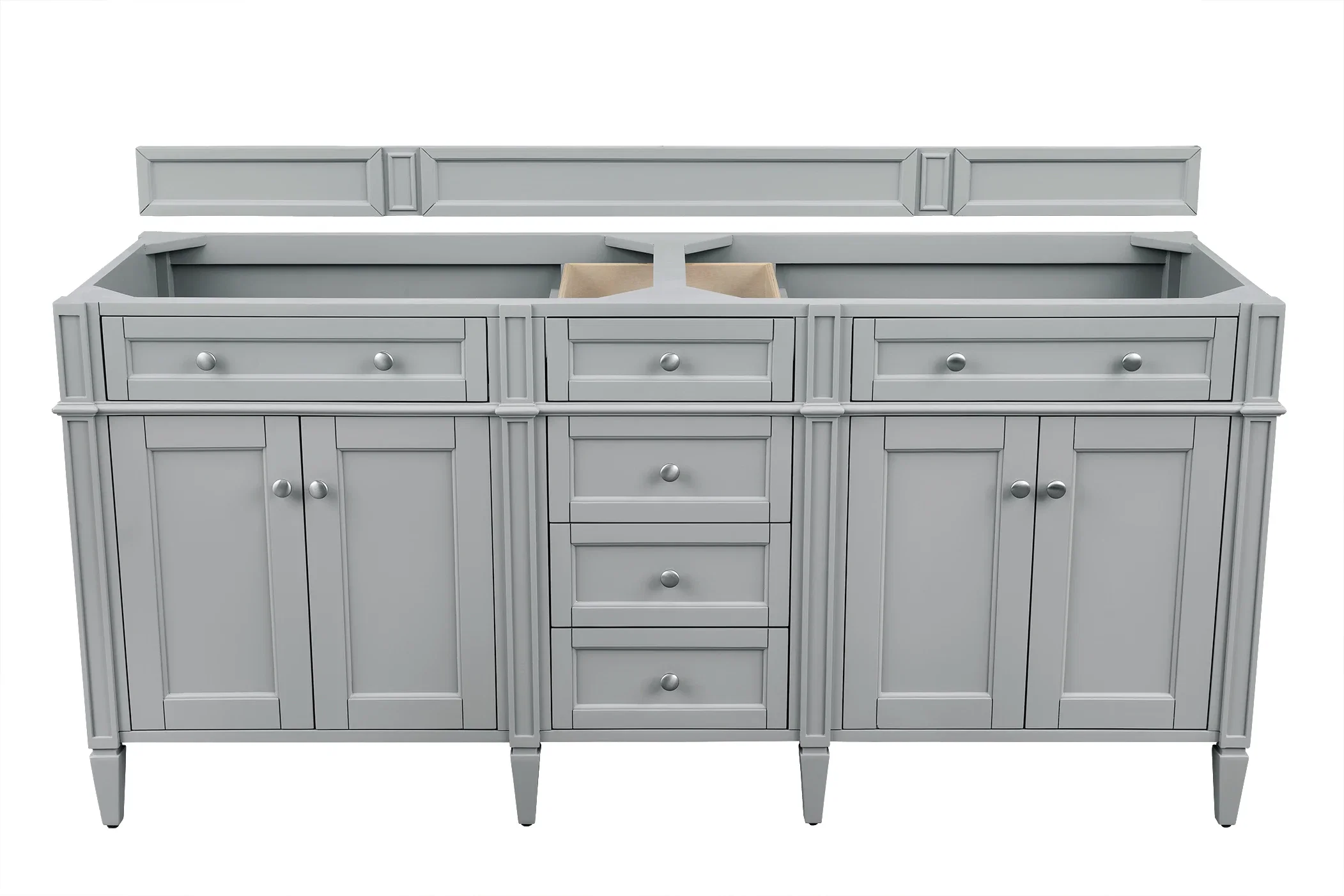 Brittany 72" Double Vanity, Urban Gray w/ 3 CM Parisien Bleu Silestone Top w/FreePower Wireless Charger