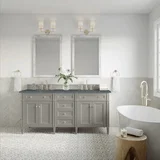 Brittany 72" Double Vanity, Urban Gray w/ 3 CM Parisien Bleu Silestone Top w/FreePower Wireless Charger