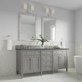 Brittany 72" Double Vanity, Urban Gray w/ 3 CM Parisien Bleu Silestone Top w/FreePower Wireless Charger