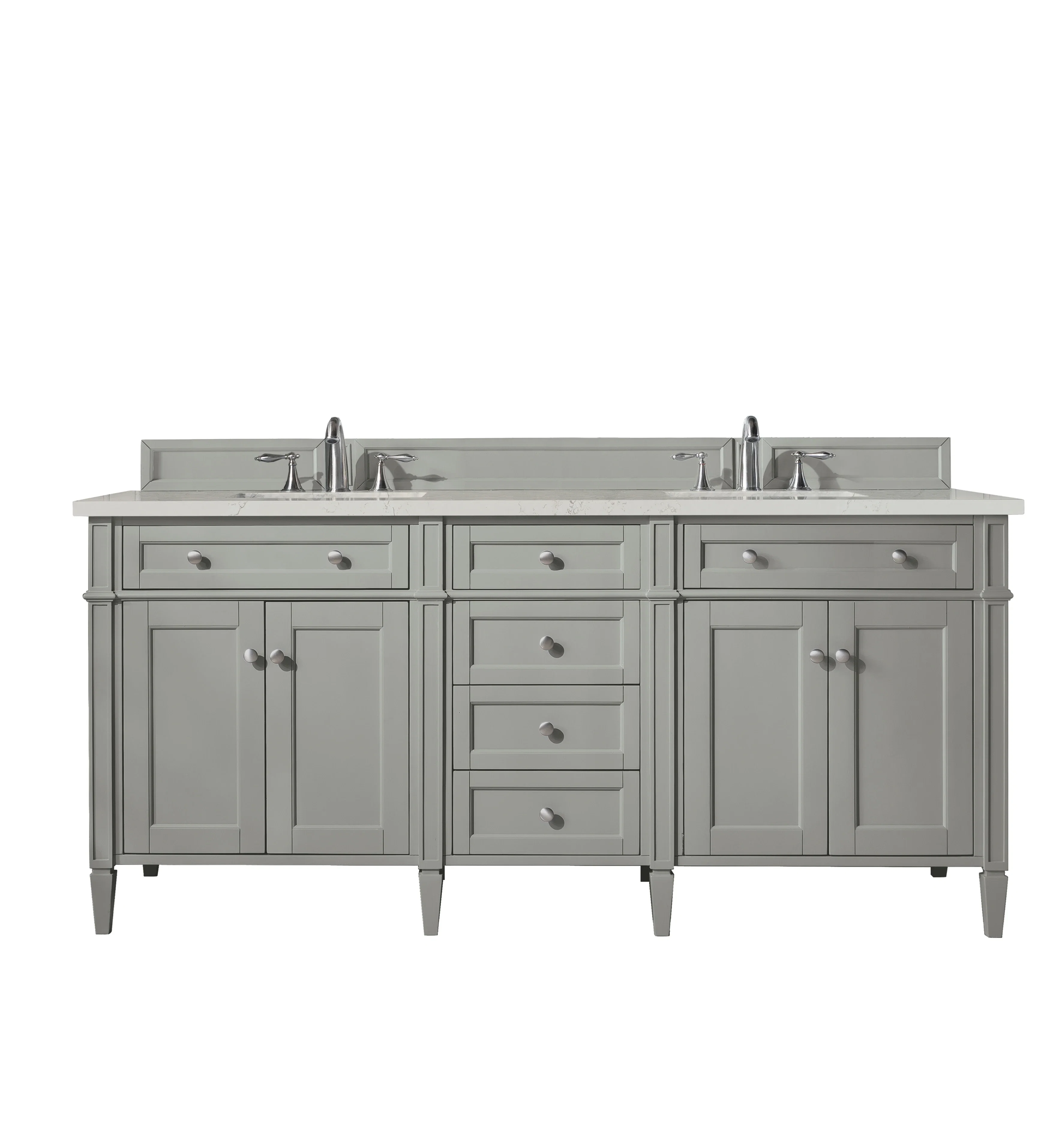 Brittany 72" Double Vanity, Urban Gray, w/ 3 CM Siberian Silestone Top w/FreePower Wireless Charger