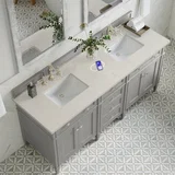 Brittany 72" Double Vanity, Urban Gray, w/ 3 CM Siberian Silestone Top w/FreePower Wireless Charger