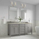 Brittany 72" Double Vanity, Urban Gray, w/ 3 CM Tajnar Eclos Top w/FreePower Wireless Charger