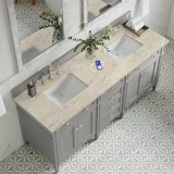 Brittany 72" Double Vanity, Urban Gray, w/ 3 CM Tajnar Eclos Top w/FreePower Wireless Charger