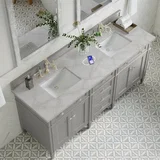 Brittany 72" Double Vanity, Urban Gray w/ 3 CM Victorian Silver Silestone Top w/FreePower Wireless Charger