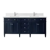 Brittany 72" Double Vanity, Victory Bleu w/ Single Hole 3 CM White Zeus Silestone Top & Backsplash