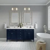 Brittany 72" Double Vanity, Victory Bleu w/ Single Hole 3 CM White Zeus Silestone Top & Backsplash