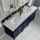Brittany 72" Double Vanity, Victory Blue w/ 3 CM Carrara Marble Top