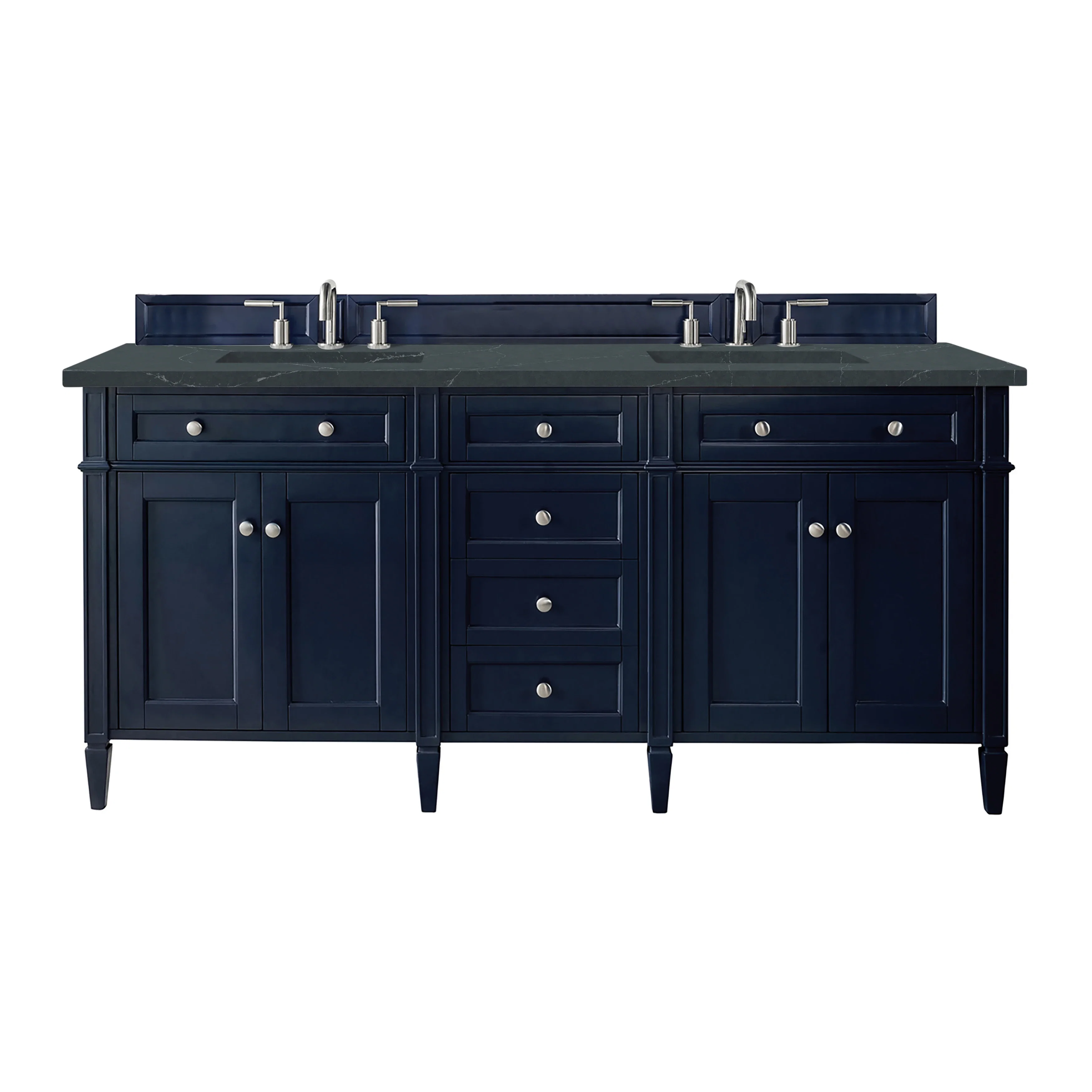 Brittany 72" Double Vanity, Victory Blue w/ 3 CM Charcoal Soapstone Silestone Top
