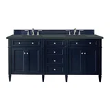 Brittany 72" Double Vanity, Victory Blue w/ 3 CM Charcoal Soapstone Silestone Top