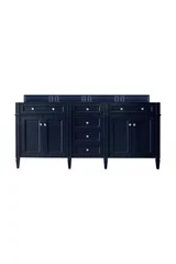 Brittany 72" Double Vanity, Victory Blue w/ 3 CM Charcoal Soapstone Silestone Top