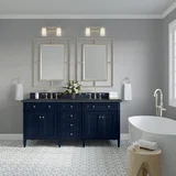 Brittany 72" Double Vanity, Victory Blue w/ 3 CM Charcoal Soapstone Silestone Top