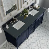 Brittany 72" Double Vanity, Victory Blue w/ 3 CM Charcoal Soapstone Silestone Top