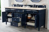 Brittany 72" Double Vanity, Victory Blue w/ 3 CM Eternal Marfil Silestone Top