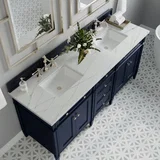 Brittany 72" Double Vanity, Victory Blue w/ 3 CM Ethereal Noctis Silestone Top