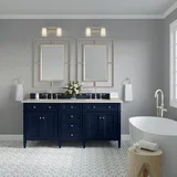 Brittany 72" Double Vanity, Victory Blue, w/ 3 CM Siberian Silestone Top