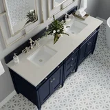 Brittany 72" Double Vanity, Victory Blue, w/ 3 CM Siberian Silestone Top