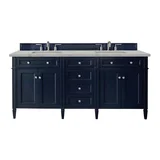 Brittany 72" Double Vanity, Victory Bleu w/ 3 CM Victorian Silver Silestone Top