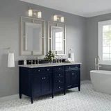 Brittany 72" Double Vanity, Victory Bleu w/ 3 CM Victorian Silver Silestone Top
