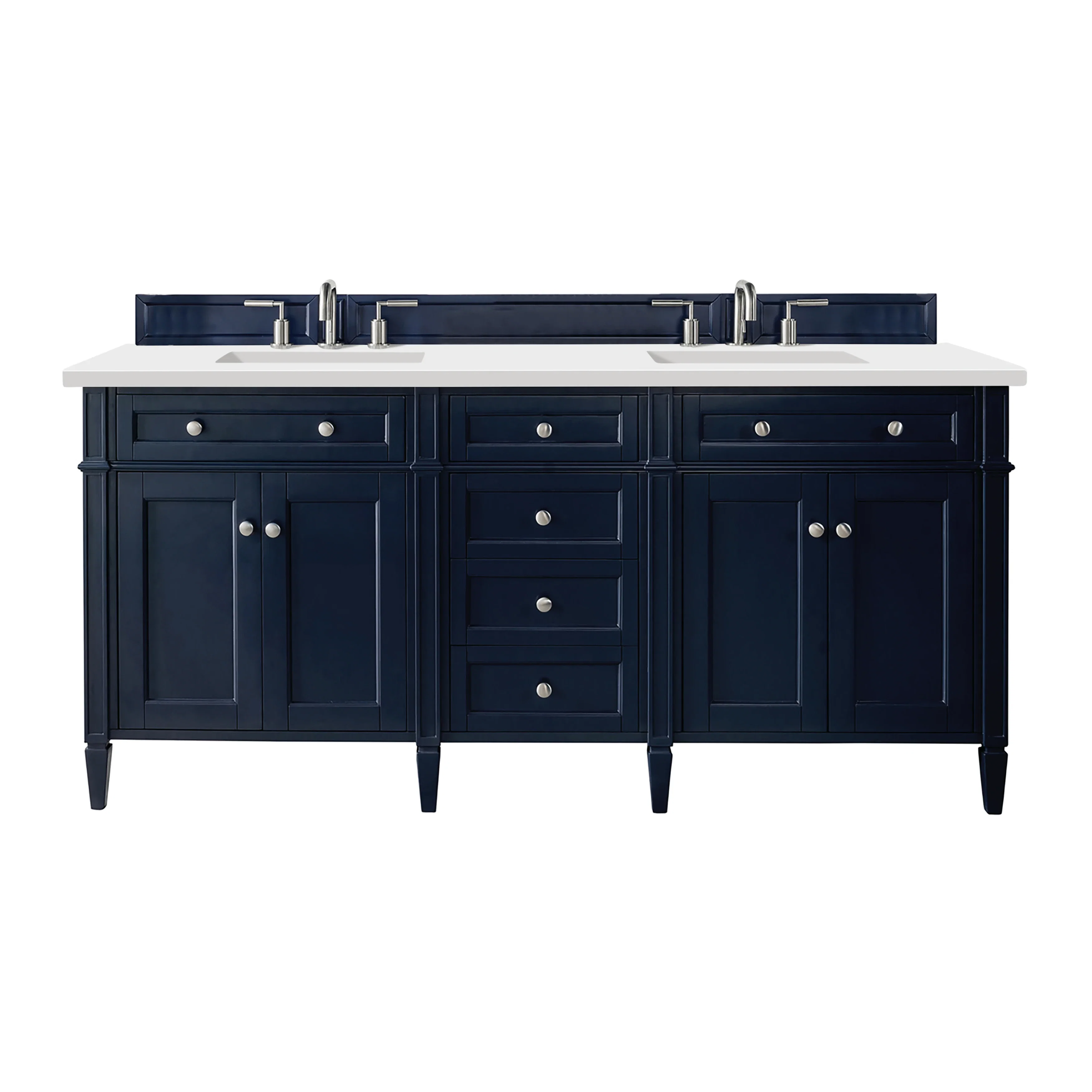 Brittany 72" Double Vanity, Victory Blue w/ 3 CM White Zeus Silestone Top