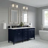 Brittany 72" Double Vanity, Victory Blue w/ 3 CM White Zeus Silestone Top