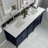 Brittany 72" Double Vanity, Victory Blue w/ 3 CM White Zeus Silestone Top