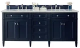 Brittany 72" Double Vanity, Victory Blue w/ 3 CM Eternal Jasmine Pearl Silestone Top w/FreePower Wireless Charger