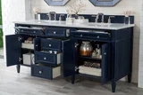 Brittany 72" Double Vanity, Victory Blue w/ 3 CM Eternal Jasmine Pearl Silestone Top w/FreePower Wireless Charger