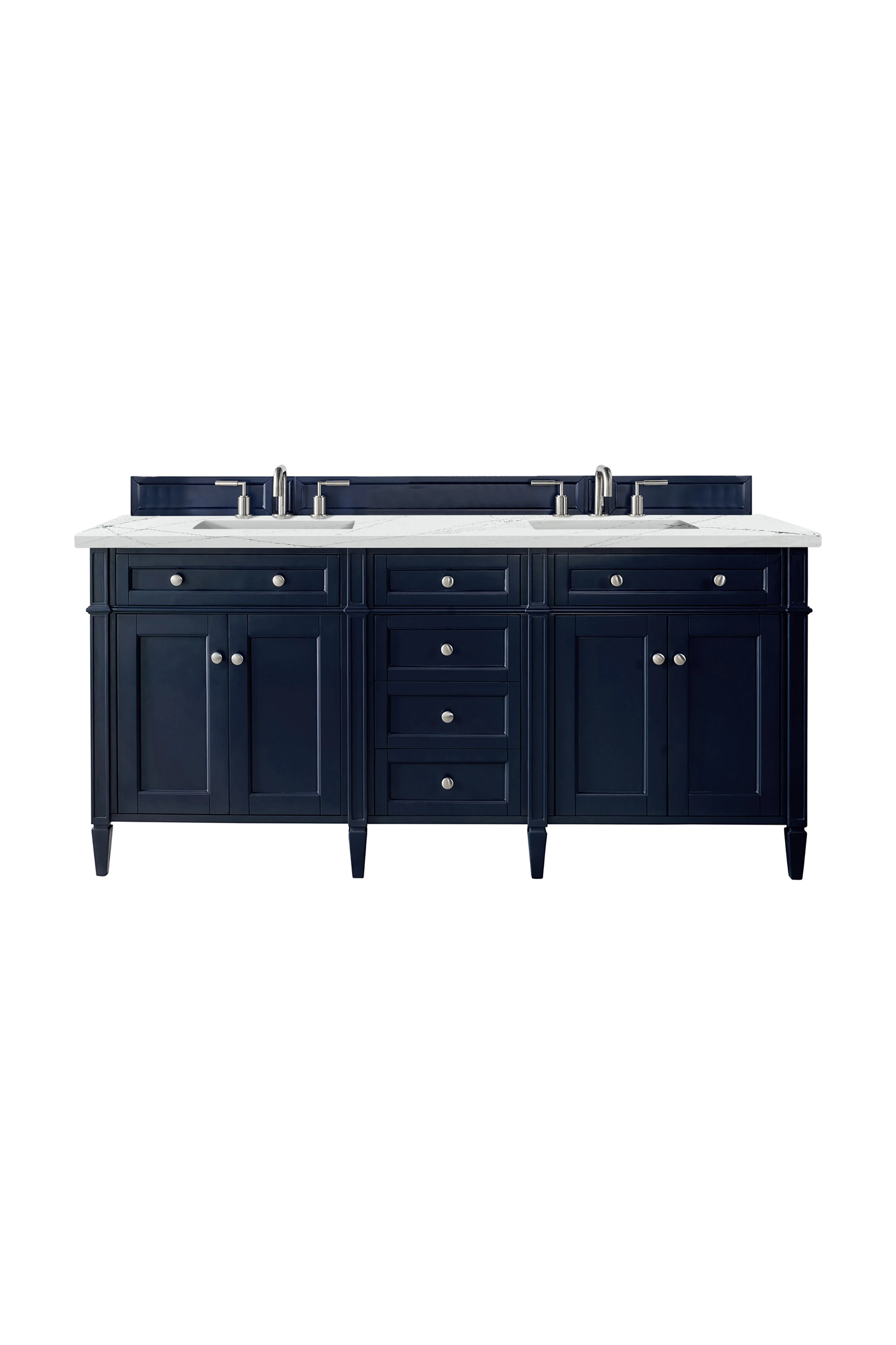 Brittany 72" Double Vanity, Victory Blue w/ 3 CM Ethereal Noctis Silestone Top w/FreePower Wireless Charger