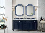 Brittany 72" Double Vanity, Victory Blue w/ 3 CM Ethereal Noctis Silestone Top w/FreePower Wireless Charger