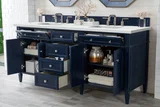 Brittany 72" Double Vanity, Victory Blue w/ 3 CM Ethereal Noctis Silestone Top w/FreePower Wireless Charger