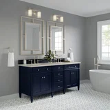 Brittany 72" Double Vanity, Victory Blue, w/ 3 CM Siberian Silestone Top w/FreePower Wireless Charger