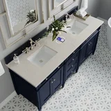 Brittany 72" Double Vanity, Victory Blue, w/ 3 CM Siberian Silestone Top w/FreePower Wireless Charger