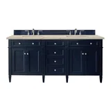 Brittany 72" Double Vanity, Victory Blue, w/ 3 CM Tajnar Eclos Top w/FreePower Wireless Charger