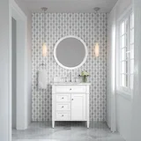 Brittany 30" Single Vanity, Bright White w/ 3 CM Carrara Marble Top