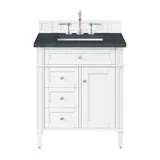 Brittany 30" Single Vanity, Bright White, w/ 3 CM Charcoal Soapstone Silestone Top