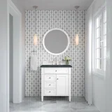 Brittany 30" Single Vanity, Bright White, w/ 3 CM Charcoal Soapstone Silestone Top
