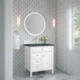 Brittany 30" Single Vanity, Bright White, w/ 3 CM Charcoal Soapstone Silestone Top