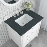 Brittany 30" Single Vanity, Bright White, w/ 3 CM Charcoal Soapstone Silestone Top